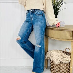 Classic High-Rise Wide Leg Blue Jeans